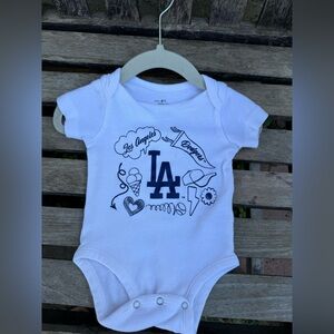 0-3 Months Baby Girl Dodgers Body Suit White Blue Los Angeles